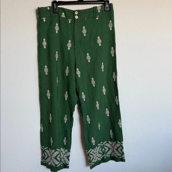 Zara Green Patterned Wide Leg Pants - Picture 4 of 10